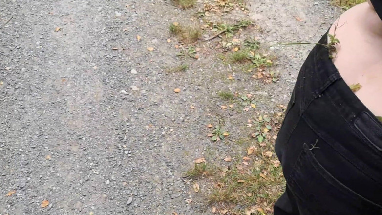 Bouncy Tits Action: Punishment Walk - Stuffing Her Bra and Panties in the Woods