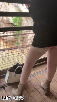 Slut in Public Visits Butt Plug Micro Skirt and Garter Belt