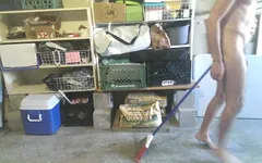 Broom Handle Huge Chains and Traffic Cones Rammed up My Hole in Garage