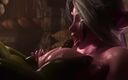 Velvixian 3D: Noční elf sexy šukání prsou (mužský hlas)