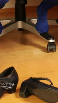 Blue Tights, mary jane heels & fetish fetish permainan sepatu