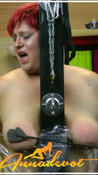 Fixed to a Pillar, He Spanks My Big BBW Tits and My Large Nipples, It Just Turns Me on.