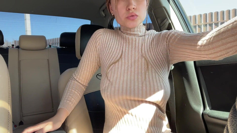 Stacy_via: Step Sister Masturbates Wet Pussy in the Front Seat of...