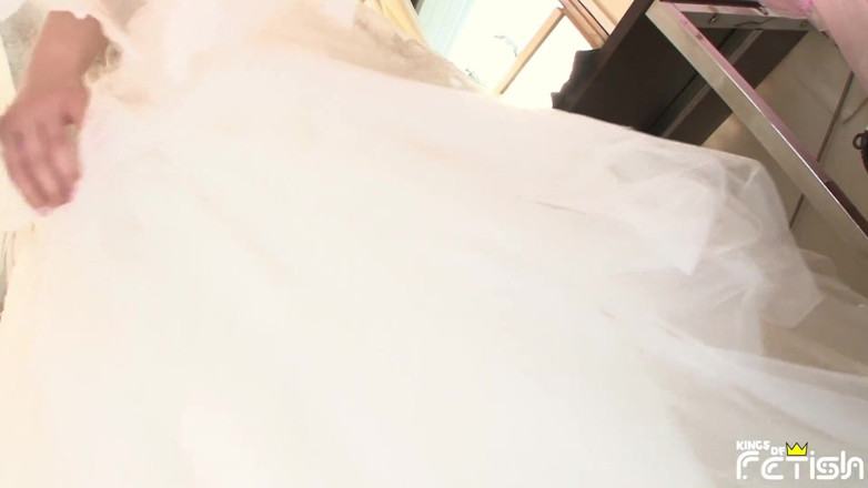 Pure Japanese adult video ( JAV): Japanese in bride dress sucks a big cock and gets...