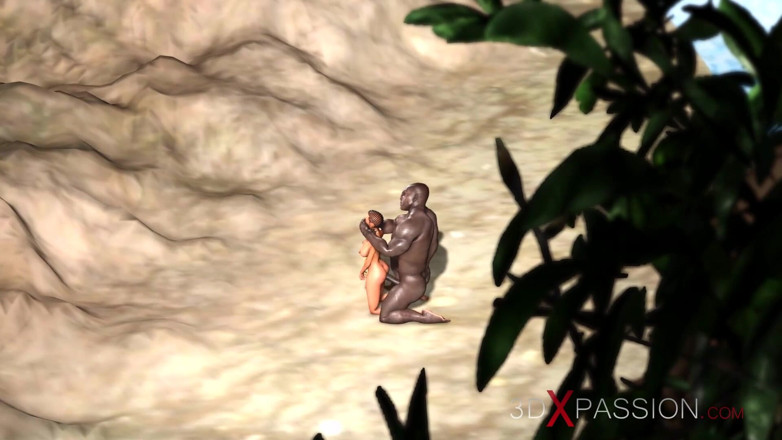 3dxpassion: Hot sex on the beach! Big black man bangs a...
