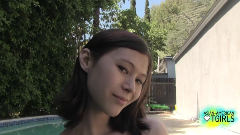 Asian American Tgirls: Ren Rika's Jacuzzi Jack off