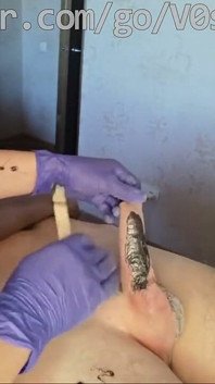 #205(2) Male Waxing. Smooth Penis and Scrotum