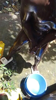 Outdoor Shower with My Heavy Big Black Dick