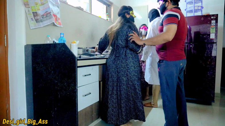 Nadiya: Hot Foursome Sex in the Kitchen
