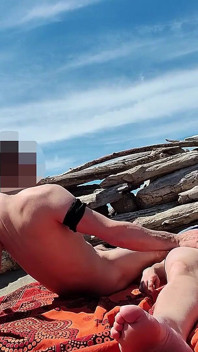 253 - Fingering Wet Pussy on Beach and Gets Caught and Interrupted by Watcher - Misscreamy
