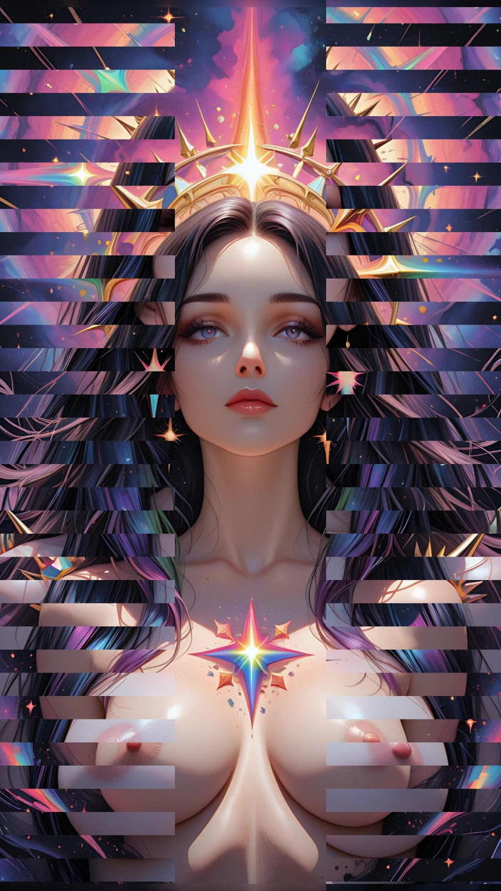 VelvetInk Studio: 무지개 프리즘 스파이크 우주 판타지 Ai 아트 슬라이드 쇼와 공허 폭풍의 그림자 오라클