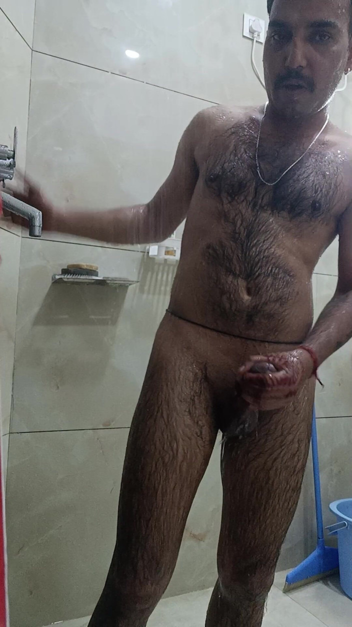 Rajasthani-old-lover: Indian Desi Man Enjoy Shower and Sex