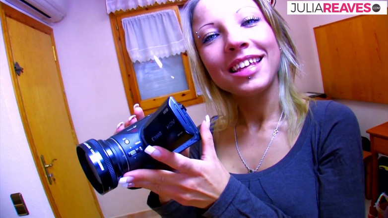 Julia Reaves: Skinny milf sucks a huge cock then gets fucked to...