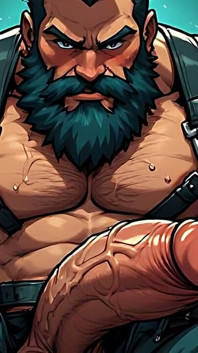 Erótica ai art hombres burly en arneses de cuero