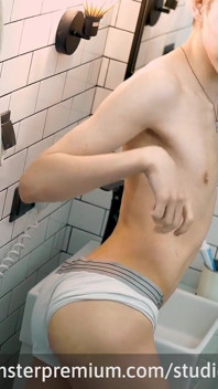 Shower Boy Strokes His Cream Out