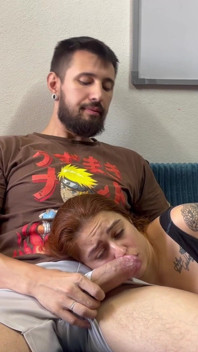 Redhead Roommate Sucks Quietly on Her Lap and Gets Thick Cum on Her Face