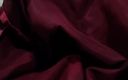 Satin and silky: 鸡巴与 maroon 缎丝质护士套装摩擦鸡巴 （27）