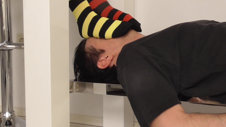 Foot Girls: Teen mistress sock smelling footrest!