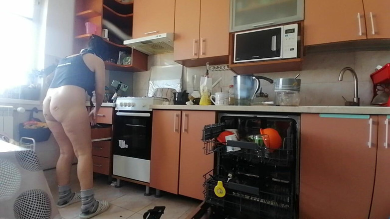 Mirsur: Sexy Stepmom Makes Breakfast, Hairy Pussy, Big Tits