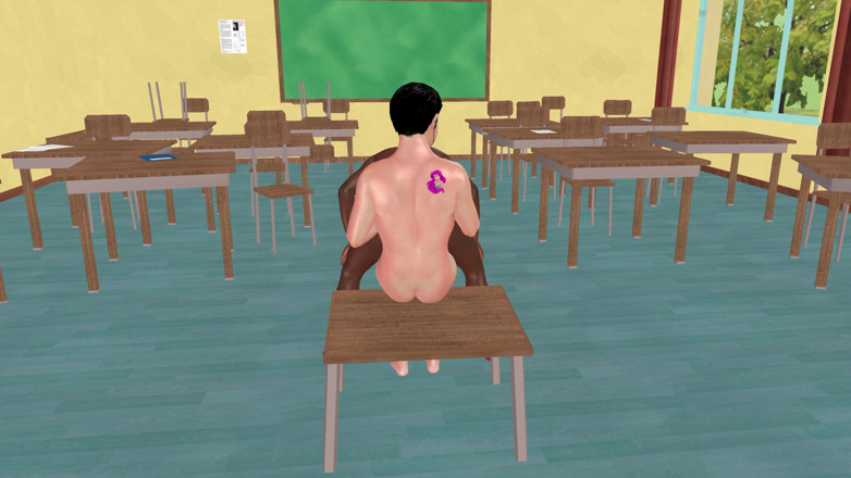LustMen: Animované 3D gay porno - černoch jezdí na čůrákovi bělocha na stole ve třídě