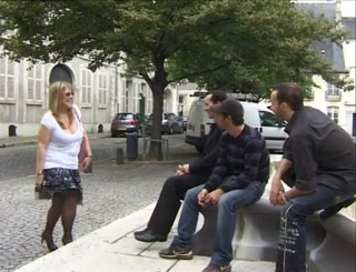 European Classics: Older whore in a blowbang on the stairs