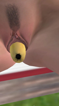3d 动画性爱视频：漂亮女孩用香蕉自慰