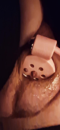 Wet Tiny Clitty Locked in Chasity Cage