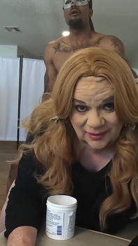 Fat White CD Sissy Get Anally Railed Balls Deep by BBC Cumshot Interracial
