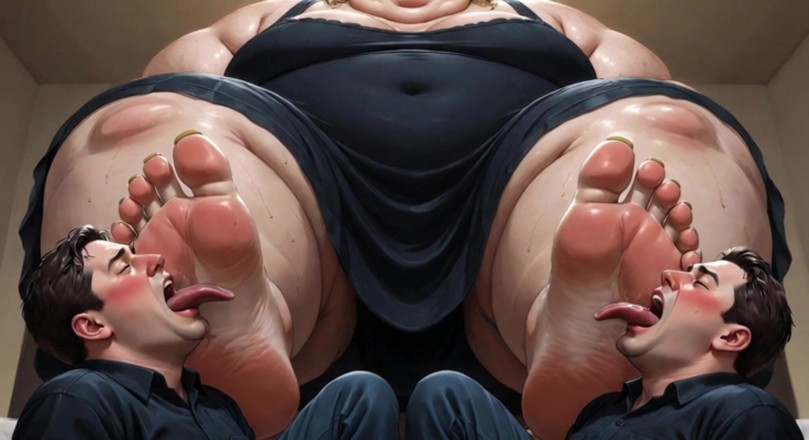 YOUR BEST FANTASY: Obese SSBBW Foot Domination - Male Slaves Cleaning Her Big Soft...