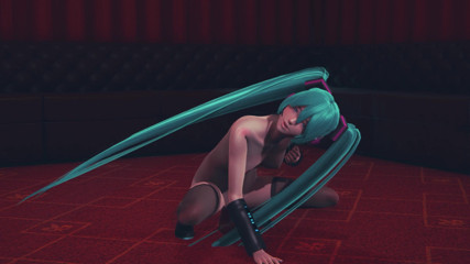 Waifu club 3D: Miku cưỡi một con cu màu hồng và đạt cực khoái