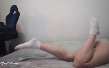 Cute Blonde Shows Sexy Feet in Socks – Miley Grey