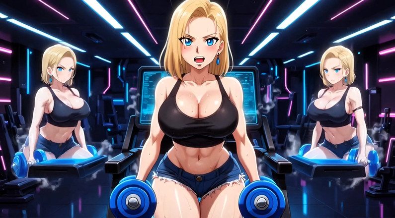 Stories&Anime: Android 18 hentai fitnessstudio necken - große titten hüpfen riesigen arsch, dirtytalk