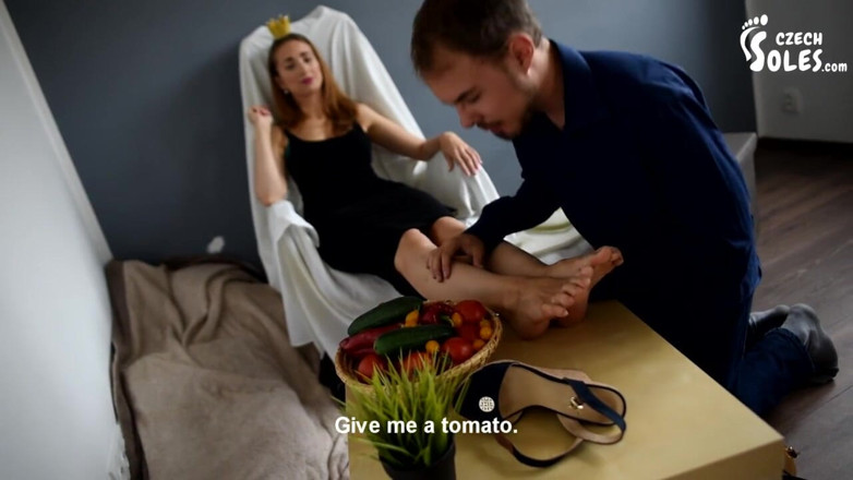 Czech Soles - foot fetish content: Loyal subject at princess's feet