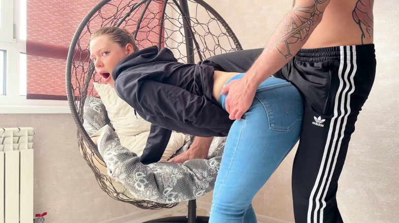 Spacenintenda: Tight Jeans Dry Hump: Horny Stepsis Orgasms on My Lap