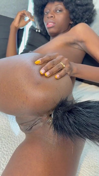 Sexy Buttplug Play with Petite Ebony - Huge Anal Creampie