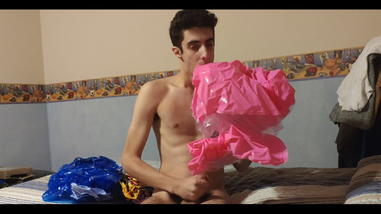 Floatie Boy: Blowing up Many Inflatable While Jerking off!