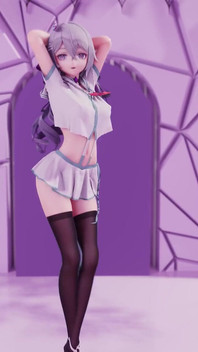 [mmd] Phut Hon College Girl Uniform; Black Stockings; Jiggling Breasts