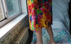 Hot Flower Short Dress Hot Ladyboy Solo Dance Striptease Big Butt Shemale Booty