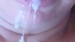 Huge Cumshots That the Husbands of Her Best Friends Gave My Wife on Her Face and Mouth