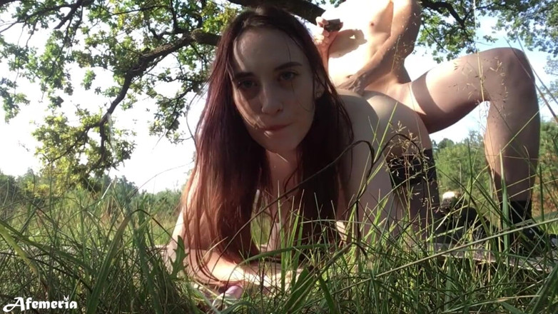 Afemeria: Horny couple fucking in different poses in the forest