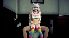 Waifu club 3D: Streamer cavalca un grosso cazzo in bagno