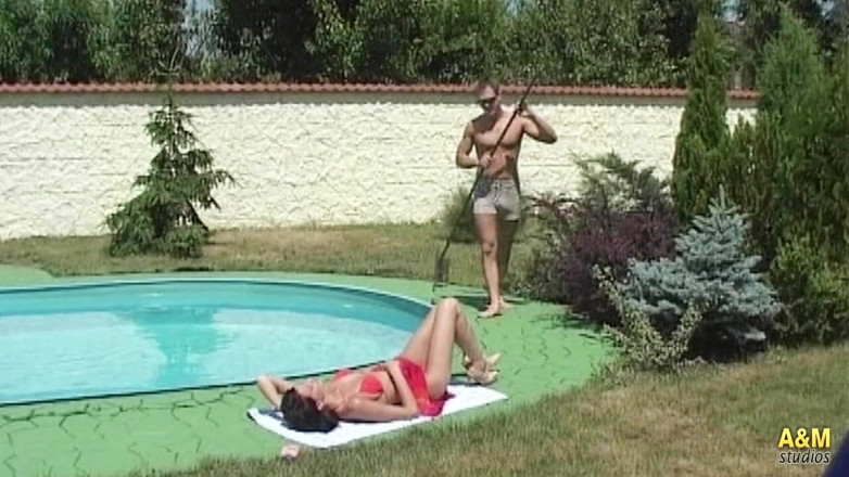 A&M Studios: La chica de rojo follada en la piscina