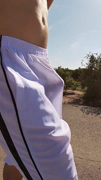 Flashing My Boner in See Thru Basketball Shorts for the Cyclists and Runners