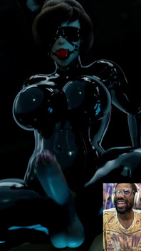 Mei Is a Tasty Sexy Futa Cock Pre-cumming BDSM Latex Ball Gag Blindfold Wearing Queen