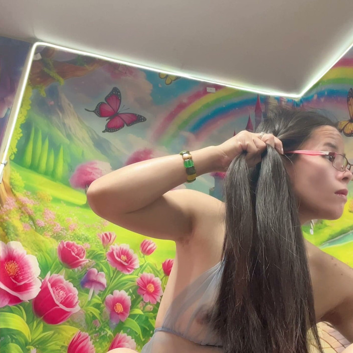 sweethanajapanese: Nice Hair Black Sexy Tit Show