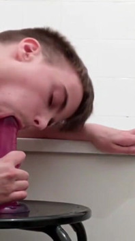 Ftm Sits on 8 Inch Dildo