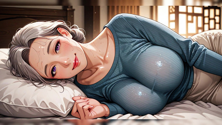 AI Porn: Mavi kazak büyük göğüslerini saklıyor