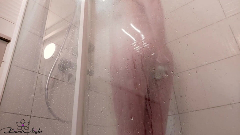Kiara Night: Babe washes her sexy body and masturbates pussy in the...