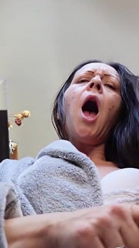 Straddled Fuzzy Robe Tease