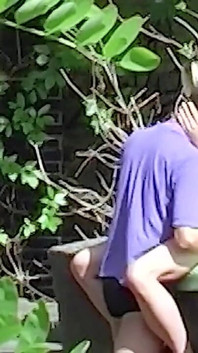 Outdoor dildo fuck for blonde